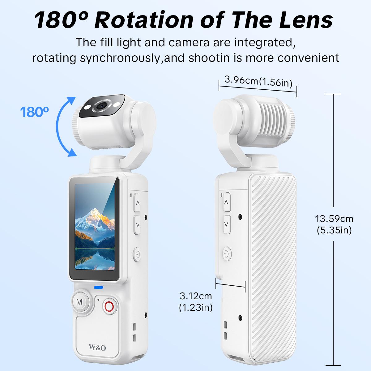 Portable 2.5K Ultra HD Video Recorder with 180° Rotating Lens for Vlogging, Travel & Daily Life