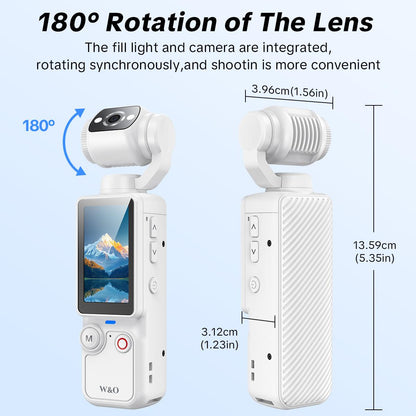 Portable 2.5K Ultra HD Video Recorder with 180° Rotating Lens for Vlogging, Travel & Daily Life