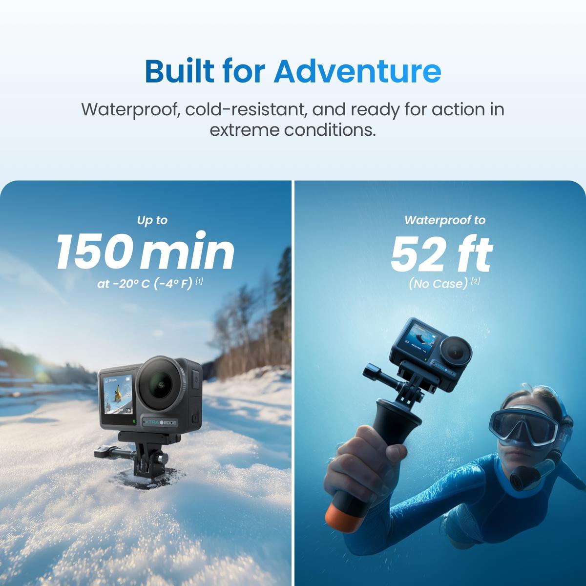 4K Action Camera with Hyper Stabilization, Waterproof to 52ft, 3-Hour Battery, Universal Mount for Adventure Vlogging & Photography