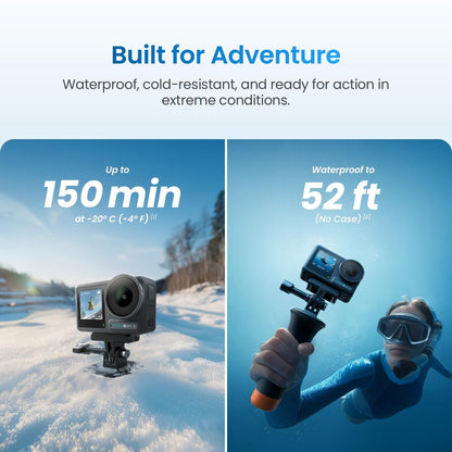 4K Action Camera with Hyper Stabilization, Waterproof to 52ft, 3-Hour Battery, Universal Mount for Adventure Vlogging & Photography