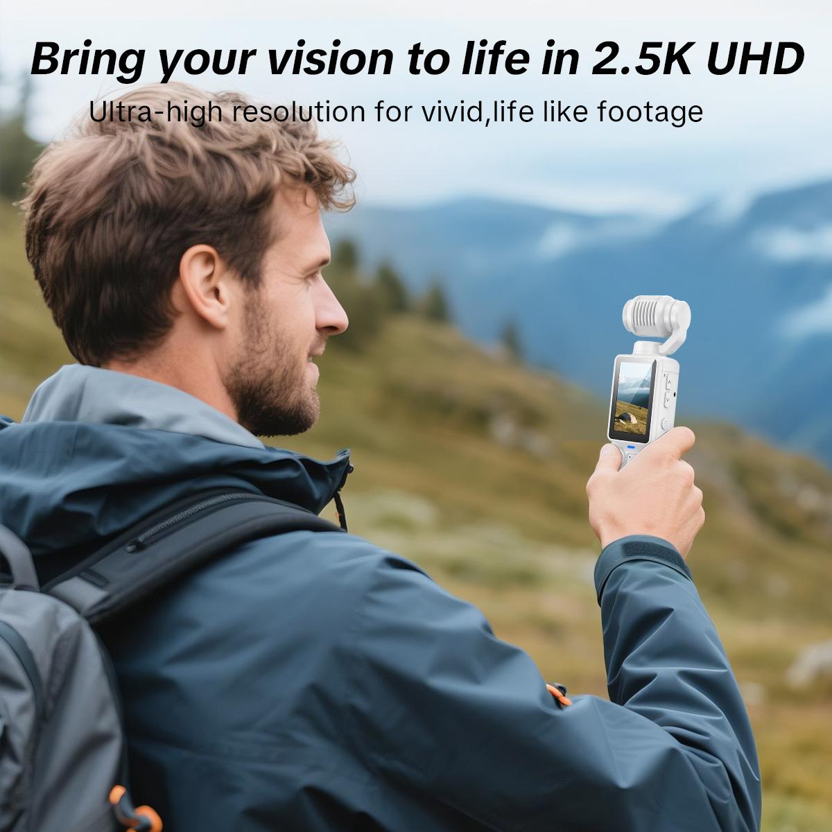 Portable 2.5K Ultra HD Video Recorder with 180° Rotating Lens for Vlogging, Travel & Daily Life
