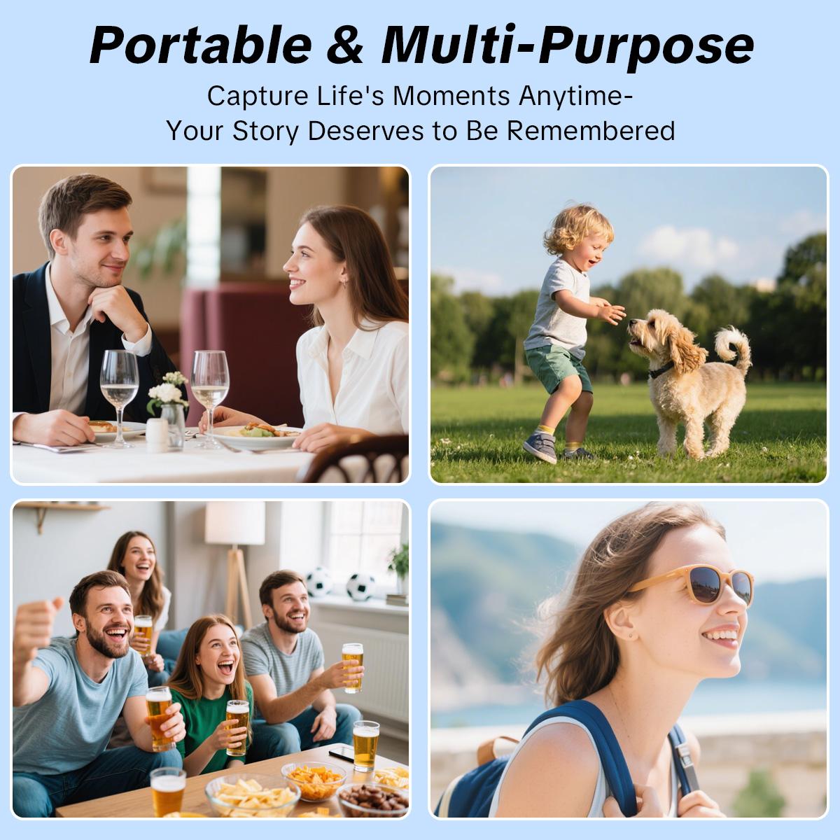 Portable 2.5K Ultra HD Video Recorder with 180° Rotating Lens for Vlogging, Travel & Daily Life