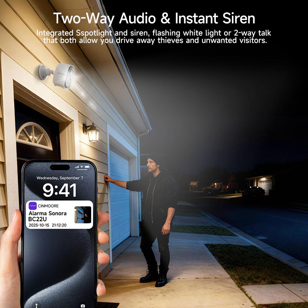 2.5K Wireless Magnetic Security Camera for Indoor & Outdoor, Easy Install Wi-Fi Camera with Night Vision, Motion Detection & Two-Way Audio