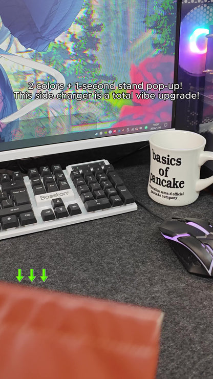 240W Super Fast Charging Cable with 360° Rotating Stand, Detachable Two-in-One Type-C Cable for Apple & Samsung, Zinc Alloy & Silicone Construction, Ideal for Gaming, Office, and Car Use